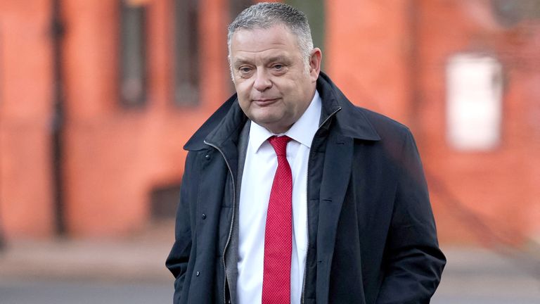 Suspended Labour MP Mike Amesbury arrives at Chester Magistrates court.
Pic: Reuters