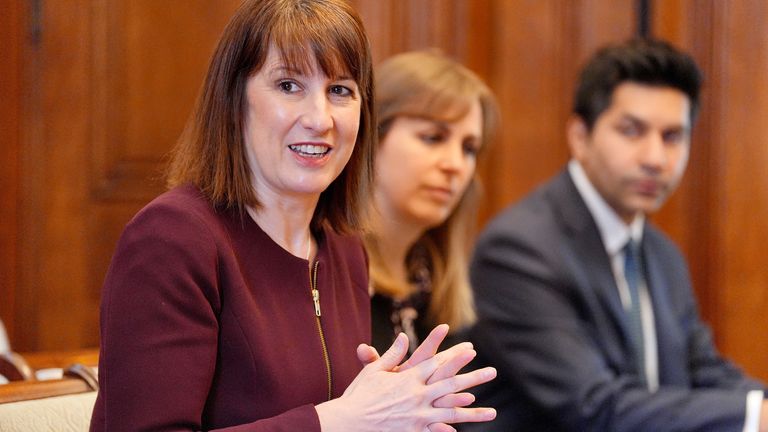 Chancellor of the Exchequer Rachel Reeves during a meeting at Downing Street.
Pic: PA